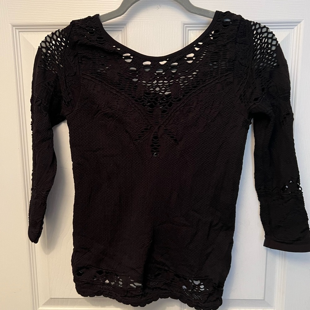 Elegant Black Crochet Women's Top